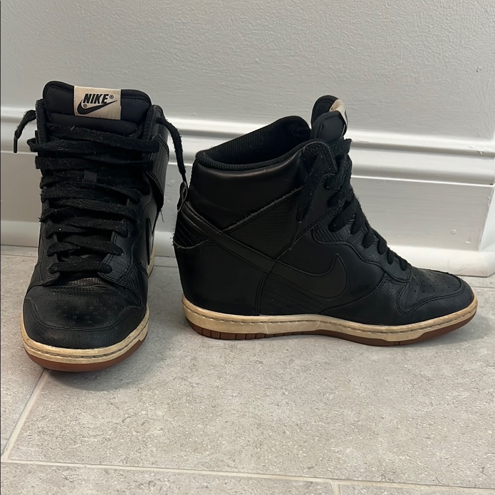 Nike Black High-Top Sneakers with Wedge Heel (Sky Highs)